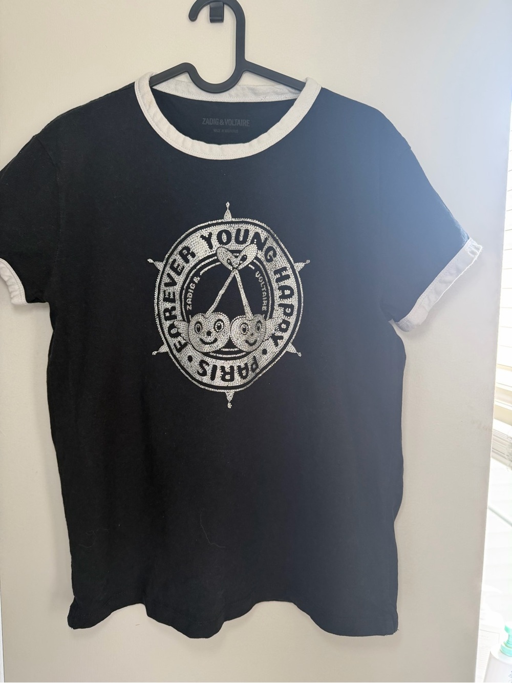 Zadig & Voltaire Black Ringer Tee - Forever Young Graphic